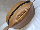 Genuine Leather Rugby Ball Toiletry Bag