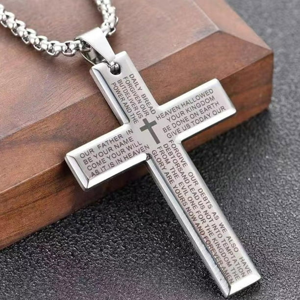 Jewelry Prayer Cross Necklace Unisex Serenity Prayer Cross