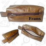 Genuine Leather Pencil Case - Slanted Zip