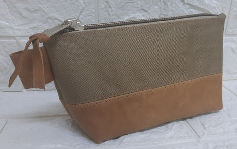 Cosmetic Pouch - Canvas & Leather
