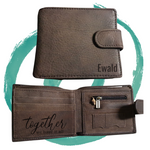 Genuine Leather Bifold Wallet with Tab Closure - Dark Brown