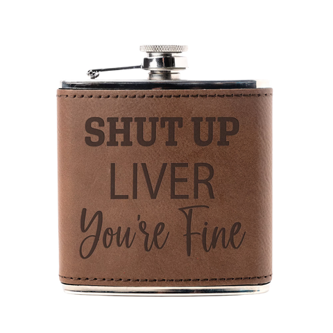 Hipflask with Genuine leather cover