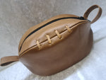 Genuine Leather Rugby Ball Toiletry Bag