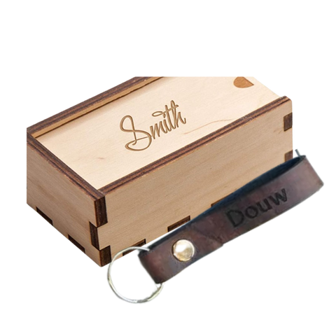 Leather Keyring in a Box
