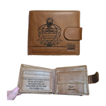 Genuine Leather Bifold Wallet with tab Closure - Tan