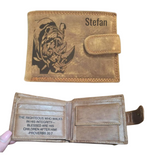 Genuine Leather Wallet with Closure Tab - Tan