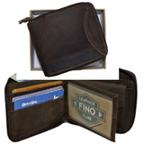 Genuine Leather Mens Wallet with a ZipAround